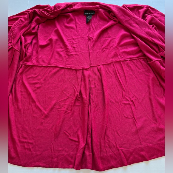 Lane Bryant Women’s Pink Open Front Drape  3/4 Sleeves Knit Cardigan Sweater - Picture 9 of 15